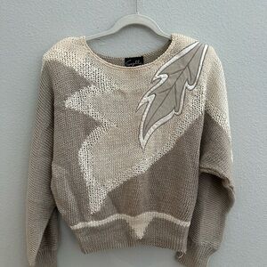 Suzelle Beige and Cream Leaf Pattern Sweater